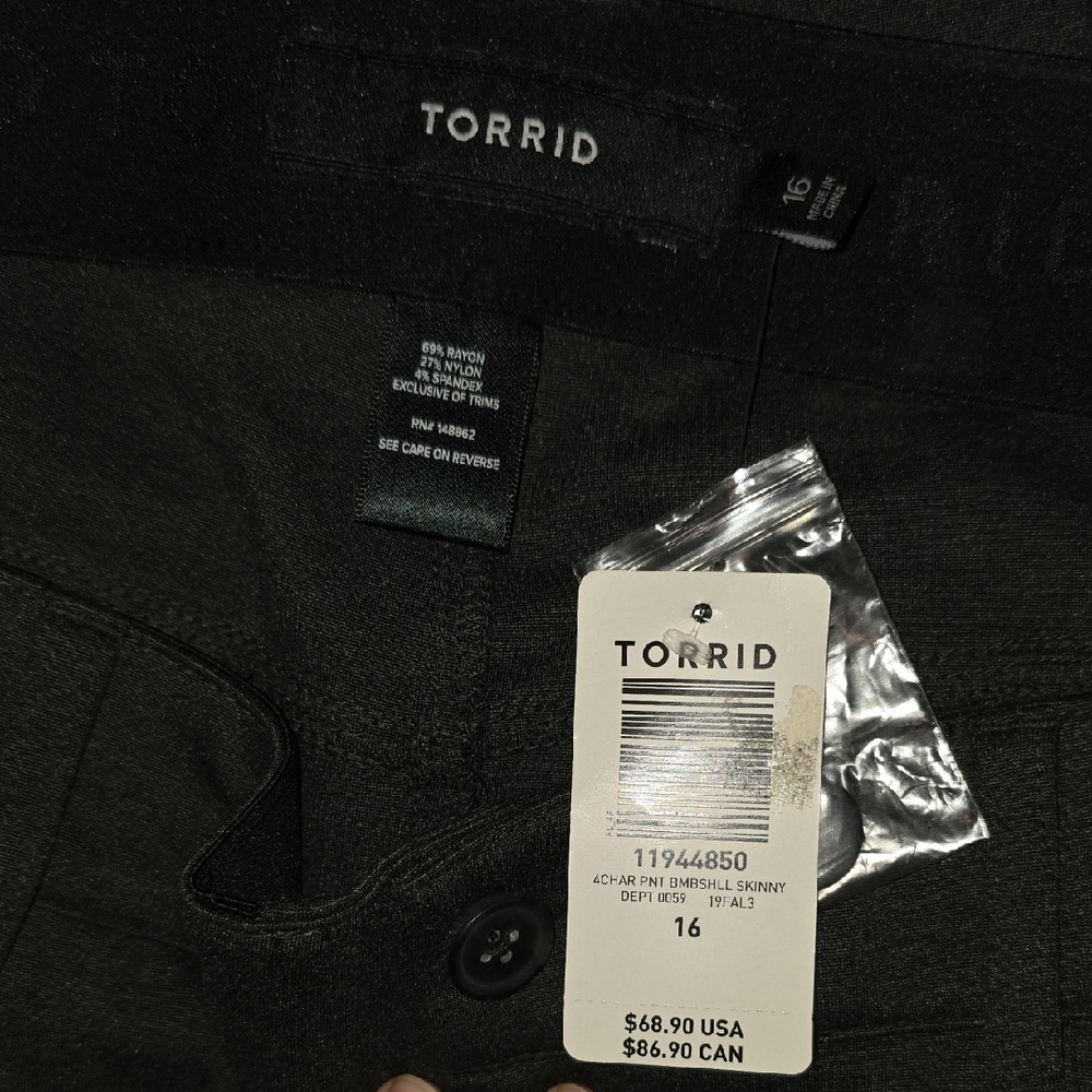 Torrid Size 16 Charcoal Tailored Trouser Stretchy Skinny Pants Elastic Waistband - Picture 3 of 11